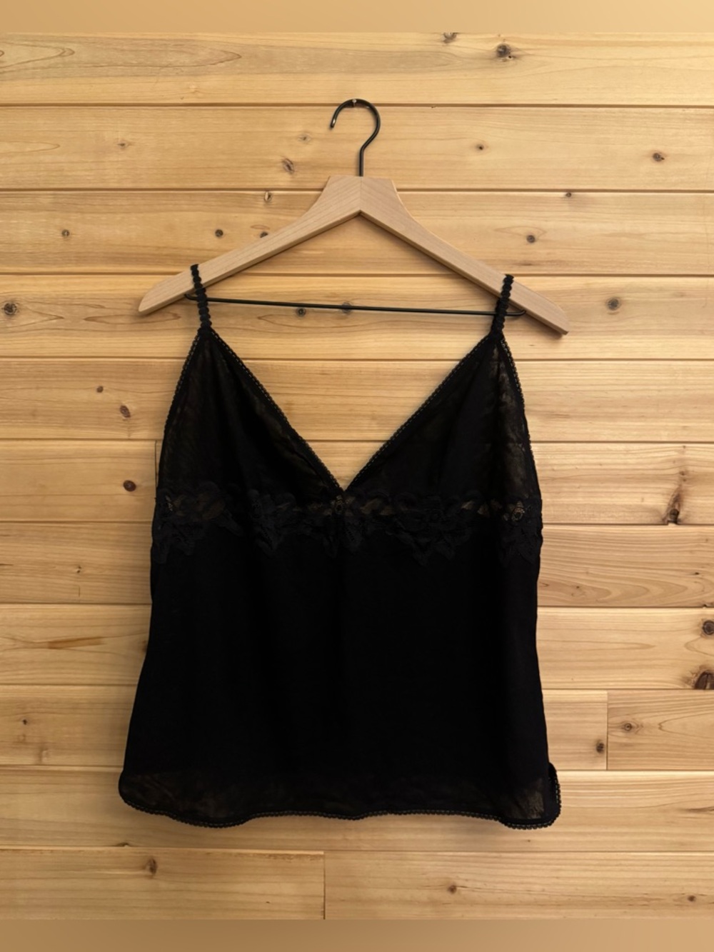 Y2K Style Spaghetti Strap Large Black Lace Cropped Babydoll Tank Top